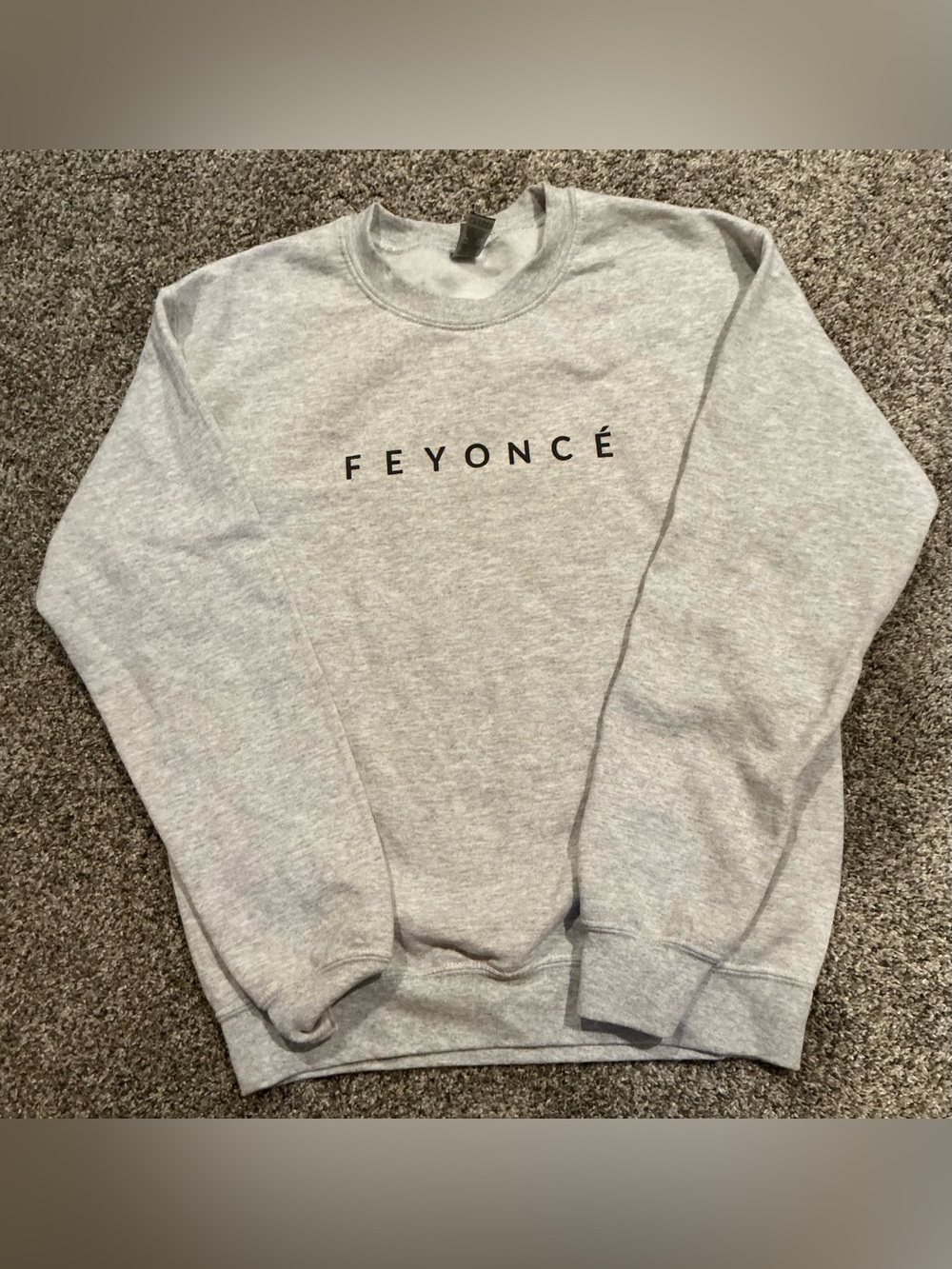 Gildan Gray Crewneck Sweater with Black FEYONCÉ Print